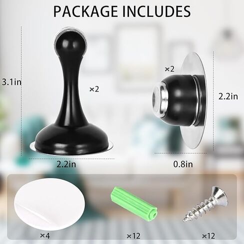 2 Pack Heavy Duty Magnetic Door Stopper - No Drill Adhesive Mount for Wall & Floor, Stainless Steel Door Stop with Super Strong Hold in Saudi Arabia