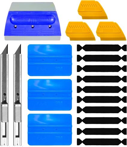 3M Blue Squeegee Flexible Plastic Applicator Plus Hard Rubber Contouring Block Including Black Felt Scratch-Proof Adhesive Decal Vinyl Wrap Tool Kit (3Squeegee, 1rubber, 3felts, 3detailers, 2knife) in Saudi Arabia