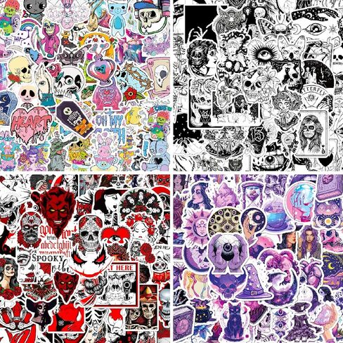 100Pcs Vintage and Conservative Graffiti Tattoo Stickers, Retro Horror Sticker Pack for Adults Men Girls Teens boys, Vinyl Waterproof Cool Stickers Deals for Laptop Water Bottle Hy(100Vintage) in Saudi Arabia
