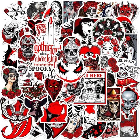 100Pcs Vintage and Conservative Graffiti Tattoo Stickers, Retro Horror Sticker Pack for Adults Men Girls Teens boys, Vinyl Waterproof Cool Stickers Deals for Laptop Water Bottle Hy(100Vintage) in Saudi Arabia