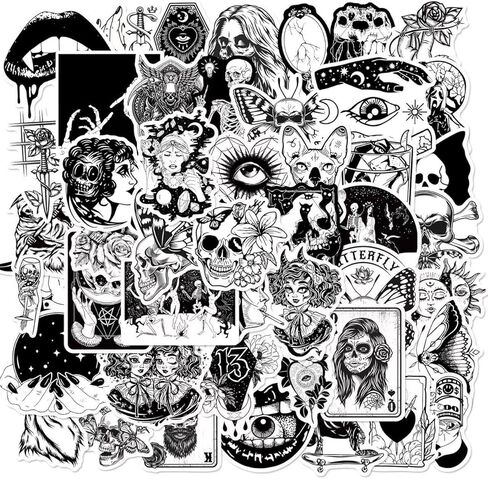 100Pcs Vintage and Conservative Graffiti Tattoo Stickers, Retro Horror Sticker Pack for Adults Men Girls Teens boys, Vinyl Waterproof Cool Stickers Deals for Laptop Water Bottle Hy(100Vintage) in Saudi Arabia