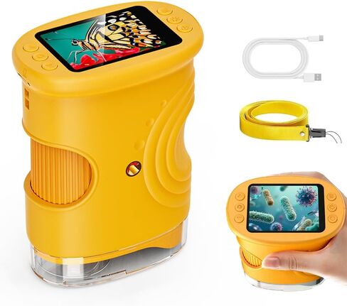 مجهر رقمي محمول للأطفال 2026 - تكبير 1000X|شاشة IPS مقاس 2.0 بوصة، لعبة STEM محمولة مع صور وفيديو|هدية علمية تعليمية للأولاد والبنات من سن 3 إلى 12 عامًا (برتقالي) in Kuwait