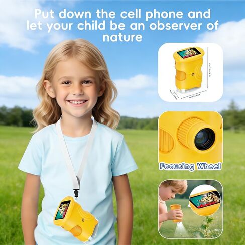 مجهر رقمي محمول للأطفال 2026 - تكبير 1000X|شاشة IPS مقاس 2.0 بوصة، لعبة STEM محمولة مع صور وفيديو|هدية علمية تعليمية للأولاد والبنات من سن 3 إلى 12 عامًا (برتقالي) in Kuwait