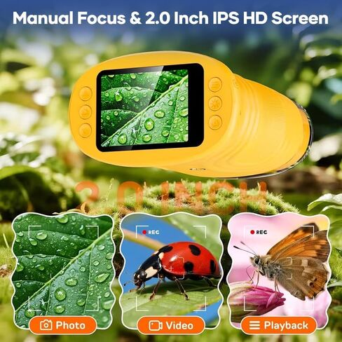 مجهر رقمي محمول للأطفال 2026 - تكبير 1000X|شاشة IPS مقاس 2.0 بوصة، لعبة STEM محمولة مع صور وفيديو|هدية علمية تعليمية للأولاد والبنات من سن 3 إلى 12 عامًا (برتقالي) in Kuwait