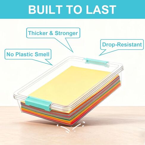 6 Qt Clear Plastic Storage Bins Containers with Lids, Arts Crafts Organizers and Storage, Stackable Containers for A4 Paper File Scrapbook Documents for Home Office and School Supplies 2 Pack in Saudi Arabia