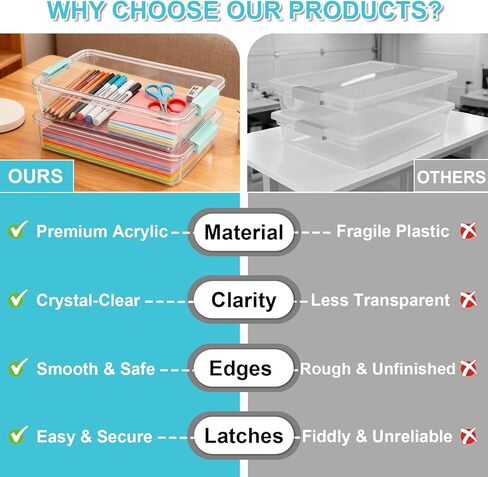 6 Qt Clear Plastic Storage Bins Containers with Lids, Arts Crafts Organizers and Storage, Stackable Containers for A4 Paper File Scrapbook Documents for Home Office and School Supplies 2 Pack in Saudi Arabia