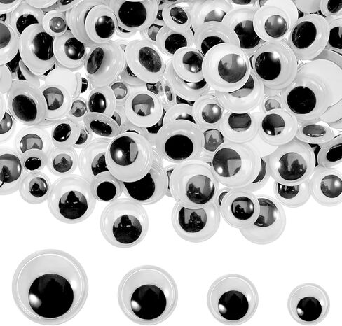 400 Pcs Googly Wiggle Eyes with Self-Adhesive Googly Eyes Stickers 8mm 10mm 12mm 15mm Plastic Black Craft Sticker Eye for DIY Crafts Scrapbooking Decoration Doll Making in Kuwait