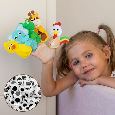 400 Pcs Googly Wiggle Eyes with Self-Adhesive Googly Eyes Stickers 8mm 10mm 12mm 15mm Plastic Black Craft Sticker Eye for DIY Crafts Scrapbooking Decoration Doll Making in Kuwait