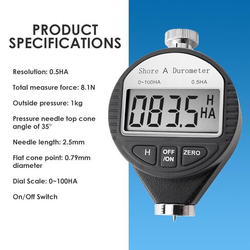 جهاز اختبار صلابة الشاطئ D المحمول 0-100HD من Gain Express مقياس التحمل الرقمي للمطاط والإطارات والبلاستيك والبلاستيك الحراري والأرضيات وكرة البولينج مع شاشة LCD كبيرة in Kuwait