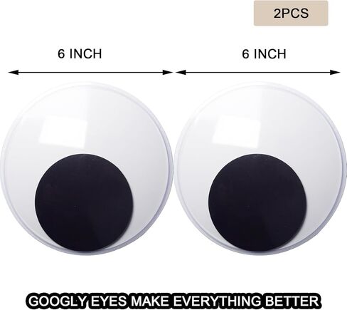 عيون جوجلي العملاقة مقاس 7.5 بوصة من FOONEA - قطعتان من العيون البلاستيكية المتذبذبة مع لاصق ذاتي لديكورات حفلات شجرة الكريسماس in Kuwait
