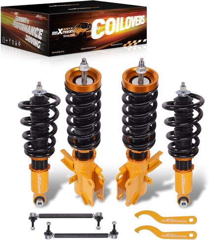 maXpeedingrods Coilovers for Chevrolet Camaro 2010-2015, Height Adjustable Coil-overs Suspension Kit, Preset Damping Shock Absorber Struts, Lowering Kit Gold in Saudi Arabia