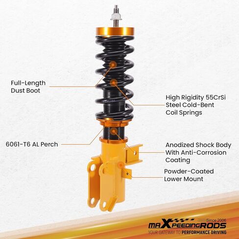 maXpeedingrods Coilovers for Chevrolet Camaro 2010-2015, Height Adjustable Coil-overs Suspension Kit, Preset Damping Shock Absorber Struts, Lowering Kit Gold in Saudi Arabia