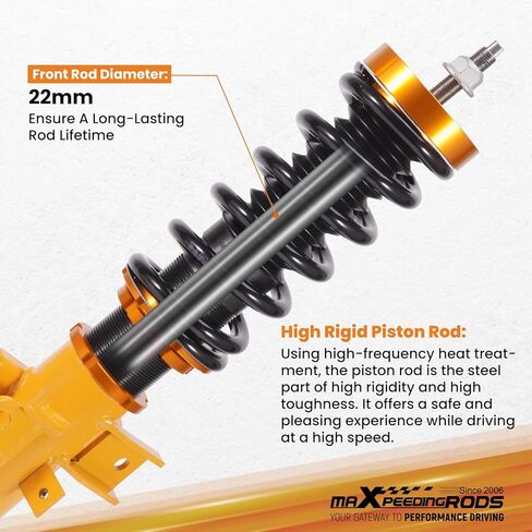 maXpeedingrods Coilovers for Chevrolet Camaro 2010-2015, Height Adjustable Coil-overs Suspension Kit, Preset Damping Shock Absorber Struts, Lowering Kit Gold in Saudi Arabia