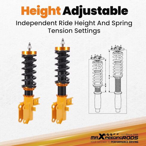 maXpeedingrods Coilovers for Chevrolet Camaro 2010-2015, Height Adjustable Coil-overs Suspension Kit, Preset Damping Shock Absorber Struts, Lowering Kit Gold in Saudi Arabia