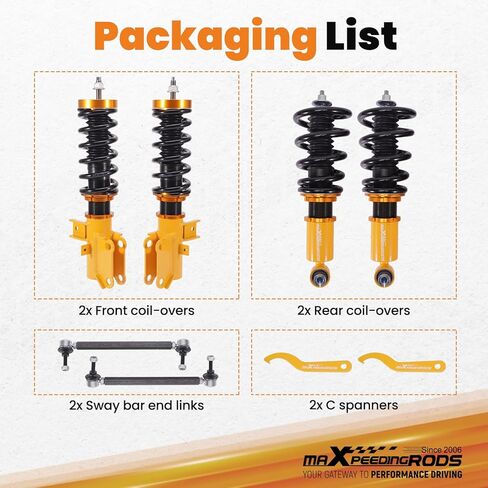 maXpeedingrods Coilovers for Chevrolet Camaro 2010-2015, Height Adjustable Coil-overs Suspension Kit, Preset Damping Shock Absorber Struts, Lowering Kit Gold in Saudi Arabia