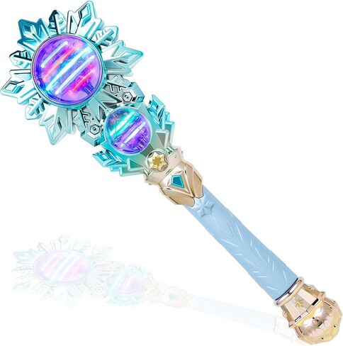 Snowflake Light Up Princess Wand with Dual Spinners & Music - Magic Fairy Toy Wand for Kids Girls - Birthday Dress-up Party Favors, Pink in Saudi Arabia