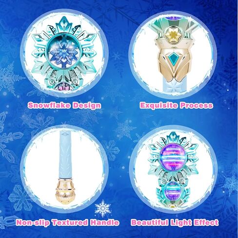 Snowflake Light Up Princess Wand with Dual Spinners & Music - Magic Fairy Toy Wand for Kids Girls - Birthday Dress-up Party Favors, Pink in Saudi Arabia