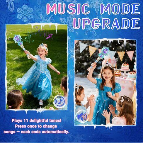 Snowflake Light Up Princess Wand with Dual Spinners & Music - Magic Fairy Toy Wand for Kids Girls - Birthday Dress-up Party Favors, Pink in Saudi Arabia