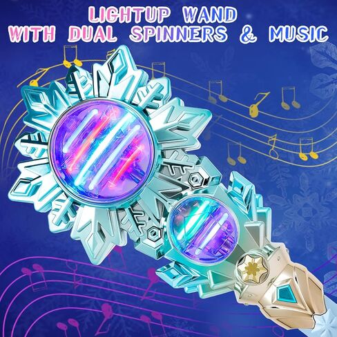 Snowflake Light Up Princess Wand with Dual Spinners & Music - Magic Fairy Toy Wand for Kids Girls - Birthday Dress-up Party Favors, Pink in Saudi Arabia