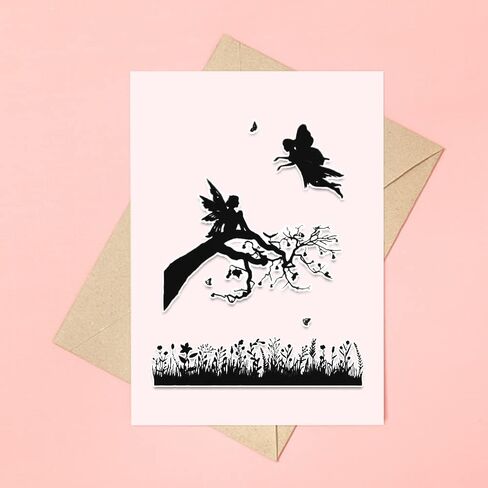Fairy Trees Clear Stamps and Dies for Card Making, Trees Grass Girls Rubber Stamps Fairy Princess Die Cut Seal for Crafting DIY Scrapbooking Photo Album Decorations in Saudi Arabia