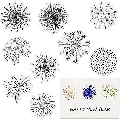 Christmas Firework Star Clear Stamps for Card Making, Snowflake Happy New Year Clear Rubber Stamps Silicone Reusable Stamp for DIY Scrapbooking Paper Craft Album Decoration in Saudi Arabia