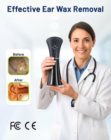 Advanced Ear Wax Removal with One-Piece Waste Tank - Safe Ear Cleaner with Smart Water Temperature Sensor - Effective Ear Irrigation Kit with 4 Pressure Levels & USB-C Cable - IPX7 Waterproof in Kuwait