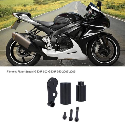 Motorcycle Frame Slider Crash Protector Set for GSXR 600 GSXR 750 2006-2009 (Black) in Saudi Arabia