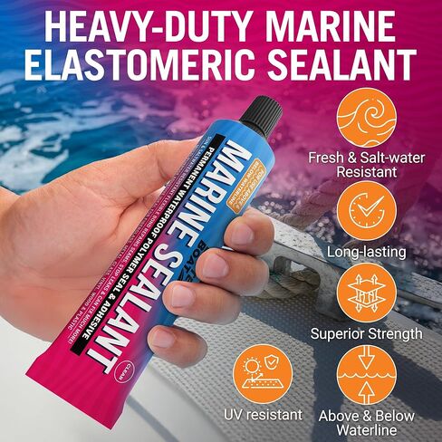 Marine Sealant and Adhesive Waterproof Marine Grade Sealant Caulk High Temp Caulking Water Sealant for Boat Auto and RV Without Silicone - 1 Tube Clear 10oz in Kuwait