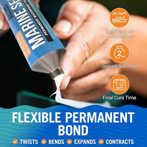Marine Sealant and Adhesive Waterproof Marine Grade Sealant Caulk High Temp Caulking Water Sealant for Boat Auto and RV Without Silicone - 1 Tube Clear 10oz in Saudi Arabia