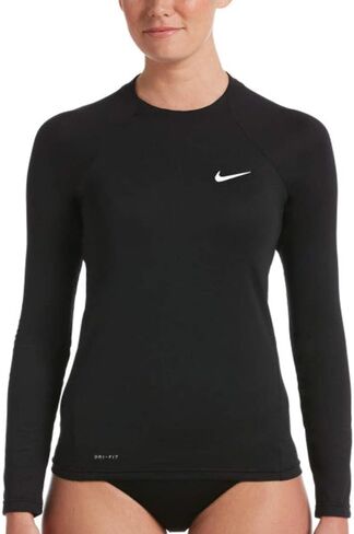 Nike Swim Women's Essential Long Sleeve Hydro Rash Guard Black Large/Black in Saudi Arabia