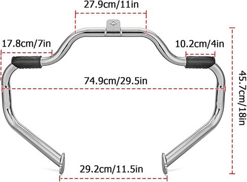 Wsays Front Engine Guard Highway Crash Bar Moustache متوافق مع Harley Touring Electra Street Glide Road King 1997-2008، كروم in Kuwait