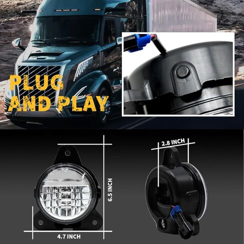 مصباح ضباب LED كامل يناسب 2018 2019 2020 فولفو VNR 300 400 640 للسائق الأيسر والجانب الأيمن للراكب الأمامي مصابيح الضباب للقيادة، استبدال غطاء الكروم 82744707 in Kuwait