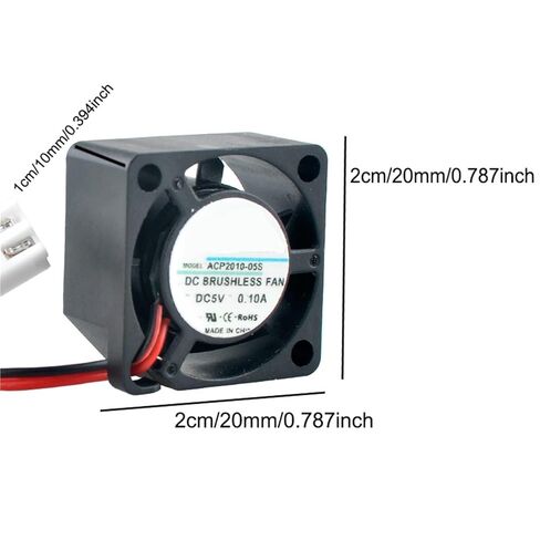 ACP2010 2 سم 20 مم مروحة 20 × 20 × 10 مم DC5V 12 فولت 24 فولت 2pin مروحة تبريد صغيرة لجهاز توجيه الطابعة (12 فولت هيدروليكي) in Saudi Arabia