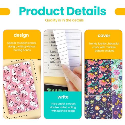 6Pcs Floral Mini Lined Notepads Bulk, Pocket Notebooks for Office, Travel & Shopping Lists, 32 Sheets/66 Pages Per Notepad-Deep Purple in Saudi Arabia