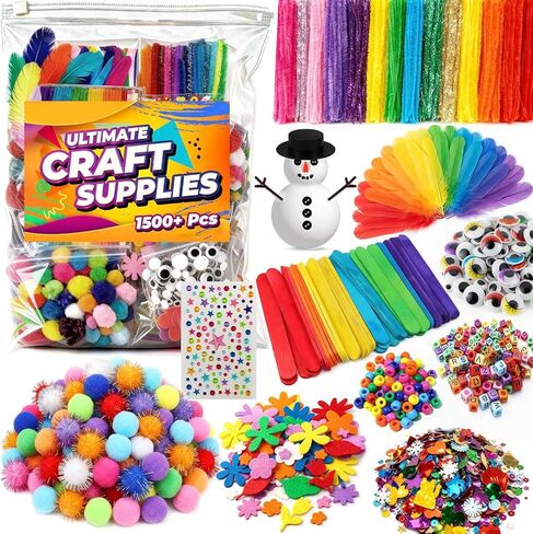 Yameer Arts and Crafts Supplies for Kids 1500+ Pcs - All in One DIY Art Craft Supplies for Kids and Toddlers - Kid Crafting School Supply Kit & Materials Age 4 5 6 7 8 9 in Saudi Arabia