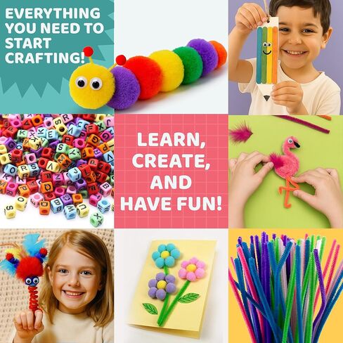 Yameer Arts and Crafts Supplies for Kids 1500+ Pcs - All in One DIY Art Craft Supplies for Kids and Toddlers - Kid Crafting School Supply Kit & Materials Age 4 5 6 7 8 9 in Saudi Arabia