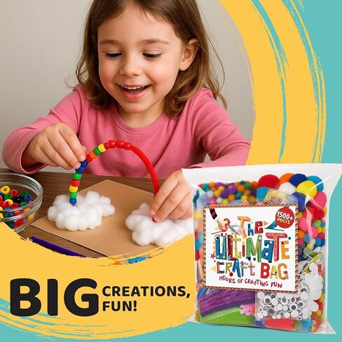 Yameer Arts and Crafts Supplies for Kids 1500+ Pcs - All in One DIY Art Craft Supplies for Kids and Toddlers - Kid Crafting School Supply Kit & Materials Age 4 5 6 7 8 9 in Saudi Arabia