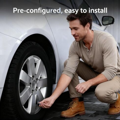 Wireless TPMS Tire Pressure Monitoring System – 4 External Sensors + Color LCD Display + Multi-Alarm Protection (0-87 PSI) for RV, Trailer, SUV, MPV, Truck in Saudi Arabia