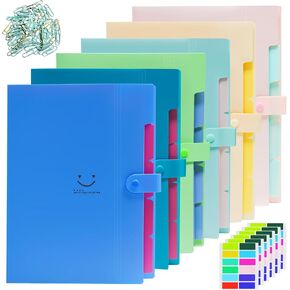 6 PCS Expanding File Folders,A4 Letter Size Accordion Document Organizer,5 Pocket Expandable File Folder,Plastic File Organizer with 72 Labels,Snap Closure for School Office Supplies in Saudi Arabia