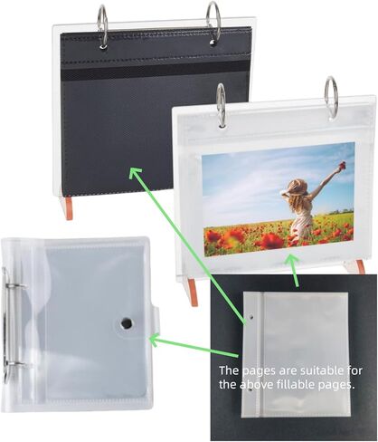 100 Sheets Small Photo Album Refillable Sleeves for 4x6,Flip Mini Photo Book Cards Postcards Clear Refills Pages with 2 Hole 100 Pages Holds 200 Pictures,Plastic Picture Album Binder Inside Sleeve in Saudi Arabia