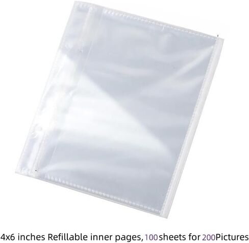 100 Sheets Small Photo Album Refillable Sleeves for 4x6,Flip Mini Photo Book Cards Postcards Clear Refills Pages with 2 Hole 100 Pages Holds 200 Pictures,Plastic Picture Album Binder Inside Sleeve in Saudi Arabia