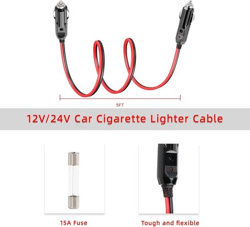 14AWG 5FT SAE إلى مقبس ولاعة السجائر، مقبس ولاعة السجائر أنثى 12 فولت مع محول عكسي SAE لمنفاخ إطارات الألواح الشمسية المحمولة in Kuwait