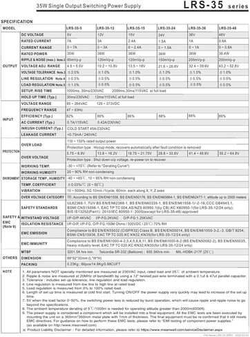 LRS-50 LRS-50-3.3 LRS-50-5 LRS-50-12 LRS-50-15 LRS-50-24 LRS-50-36 LRS-50-48 مصدر الطاقة 50 50 واط (LRS-50-48) in Kuwait