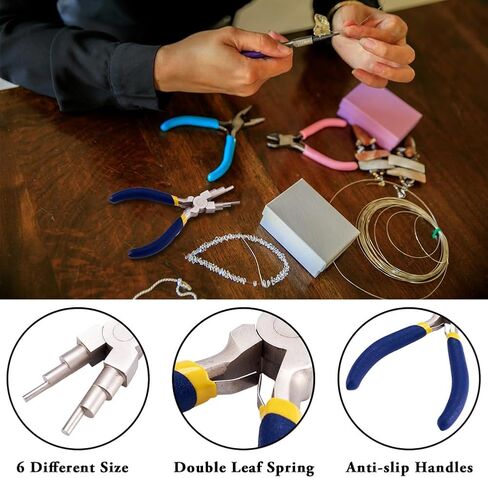 1Pc Iron Wire Looping Pliers 6-in-1 Bail-Making Pliers with Non-Slip Comfort Grip Handle for Loops and Jump Rings Making Blue, 15.5x8.4x1.3cm in Saudi Arabia