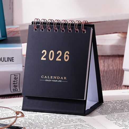 تقويم مكتب صغير 2025-2026 - تقويم مكتبي صغير قابل للطي يعمل من الآن إلى ديسمبر 2026-250 GSM ورق سميك مزدوج السلك للمدرسة المنزلية أو المكتب (أزرق البحيرة) in Saudi Arabia