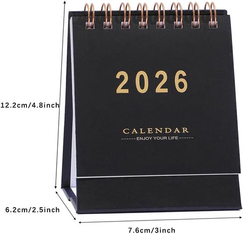 تقويم مكتب صغير 2025-2026 - تقويم مكتبي صغير قابل للطي يعمل من الآن إلى ديسمبر 2026-250 GSM ورق سميك مزدوج السلك للمدرسة المنزلية أو المكتب (أزرق البحيرة) in Saudi Arabia