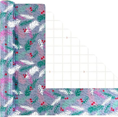 Hallmark Mint Green, Pink and Purple Christmas Wrapping Paper Mini Rolls, 3-Pack (Plaid, Evergreen Sprigs, Fa La La Ho Ho Ho XOXO) for Kids, Teens, Winter Birthdays - 45 Sq. Ft. Total in Saudi Arabia
