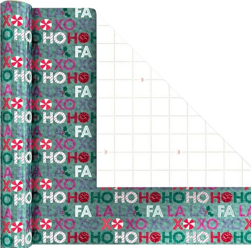 Hallmark Mint Green, Pink and Purple Christmas Wrapping Paper Mini Rolls, 3-Pack (Plaid, Evergreen Sprigs, Fa La La Ho Ho Ho XOXO) for Kids, Teens, Winter Birthdays - 45 Sq. Ft. Total in Saudi Arabia