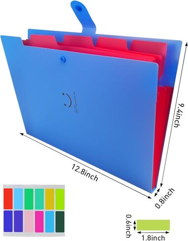 6 PCS Expanding File Folders,A4 Letter Size Accordion Document Organizer,5 Pocket Expandable File Folder,Plastic File Organizer with 72 Labels,Snap Closure for School Office Supplies in Saudi Arabia