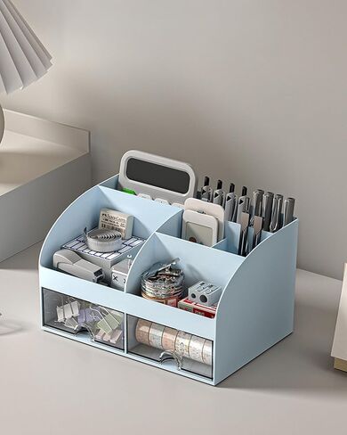 Office Desktop Storage Box - Transparent Small Case-Type Cabinet, Organizer for Stationery & Sundries (Pink) BLC1543-03 in Saudi Arabia